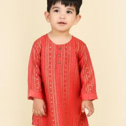 Fabindia Kids Red Printed Full Sleeves Kurta image 1
