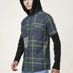 Coolsters by Pantaloons Kids Blue & Green Cotton Chequered Full Sleeves Shirt image 3