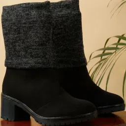Flat N Heels Women's Black Casual Booties image 1