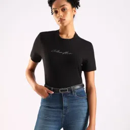 Calvin Klein Jeans Black Cotton Slim Fit Logo Printed T-Shirt-picture-17