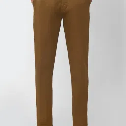 Peter England Brown Cotton Slim Fit Trousers image 1