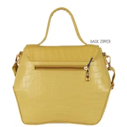 Baggit Yellow Textured Medium Satchel Handbag image 3