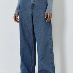 nuon women Nuon by Westside Blue High-Rise Denim Wide-Leg Jeans image 1
