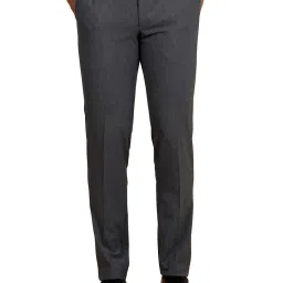 JadeBlue Dark Grey Rayon Slim Fit Solid Trouser image 1