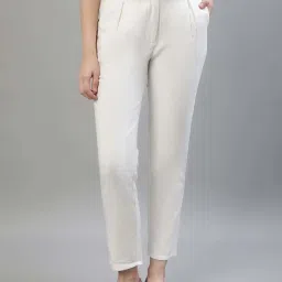 Iconic White Plain Trousers image 1