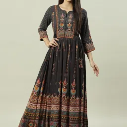 Biba Black Printed Anarkali Kurta image 1