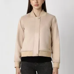 Van Heusen Beige Cotton Plain Jacket image 1