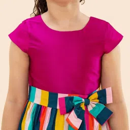 A.T.U.N. Kids Multicolor Regular Fit Double Bow Dress image 4