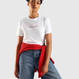 Calvin Klein Jeans White Cotton Slim Fit Logo Printed T-Shirt image 5