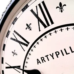 ARTYPILLAR 12In Wooden Frame with Brass Motif Work and Big 10In Dome Glass Dial Wall Clock image 3