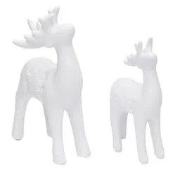 Tayhaa White Ceramic Christmas Themed Deer - Set of 2 image 3
