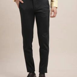 Turtle Black Rayon Stretch Ultra Slim Fit Trousers-picture-36