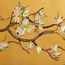 Fanusta Brown Iron & Wood Maple Branch Showpiece - Set of 1 image 2