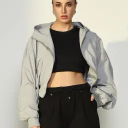 Showoff Grey Cotton Relaxed Fit Jacket-image-74