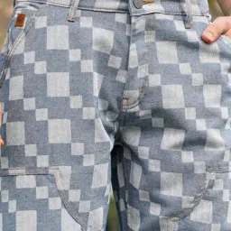 Campus Sutra Blue Regular Fit Checks Jeans image 4