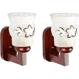 1ST TIME Brown & White Textured Wood Traditional Wall Lamp image 2