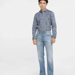 Jack & Jones Blue Slim Fit Printed Cotton Shirt image 5