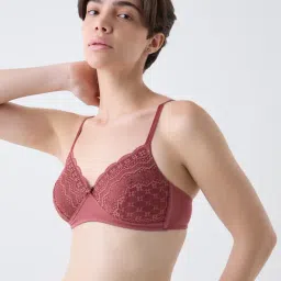 Wunderlove by Westside Brown Lace Cotton-Blend Padded Bra-picture-30