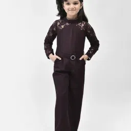 Eavan Kids Burgundy Embroidered Full Sleeves Jumpsuit-picture-44