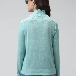 SHOWOFFFF Blue Cotton Solid Top image 2