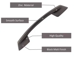 Atom CH-545-BM-04-106 4 Inch Zinc Black Matt Finish Cabinet Pull Handle (Pack of 6) image 2