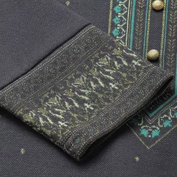 AURELIA Women Grey & Beige Woven Design Kurta image 2