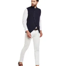 Hypernation Dark Blue Slim Fit Waistcoat image 5