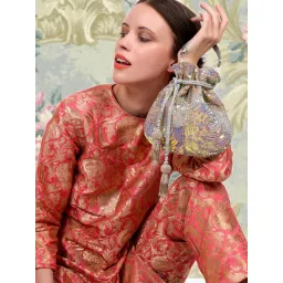 Odette Heavily adorned pearl potli handbag! image 1