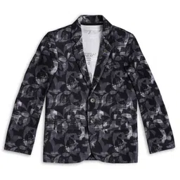 CAVIO Full Sleeves Abstract Printed Blazer With Stone Embellished Tee - Black-picture-22