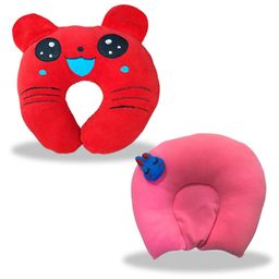 Chinmay Kids Mustard Seeds, Polyester Fibre Animals Baby Pillow Pack of 2 New Red, Pink-picture-20