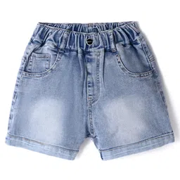Kookie Kids Solid Shorts with Patch - Blue-image-69