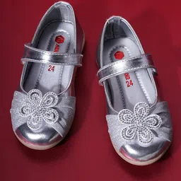 Mine Sole Floral Stone Detailed & Shimmered Ballerinas - Silver-picture-30