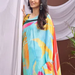 SHIVAM FABRICS Women Pure Crepe Abstract Printed Saree image 2