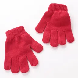 Babyhug Woolen Cap Gloves & Muffler Set - Red image 3