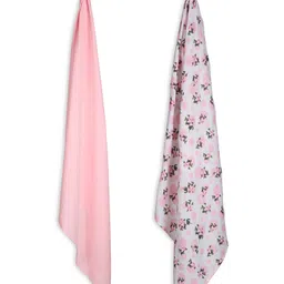 My Milestones 3 in 1 Muslin Swaddle Wrapper With Rose Print Pack of 2 L 104 x B 104 cm - Pink image 3