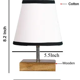 Devansh Cotton Square Natural Wood Table Lamp - White And Black image 4