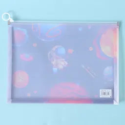 fab n funky Space Printed Zipper Folder - Blue image 4
