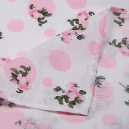 My Milestones 3 in 1 Muslin Swaddle Wrapper With Rose Print Pack of 2 L 104 x B 104 cm - Pink image 4