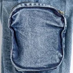 Babyhug Denim Full Length Washed Jeans with Stretch & Pockets - Navy Blue image 4