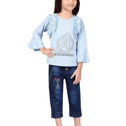BAESD Girls Embellished Round Neck Top With Capris image 1