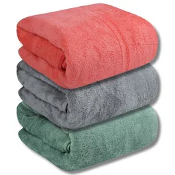 Fezora Grey & Pink 3 450 GSM Bath Towel-picture-24