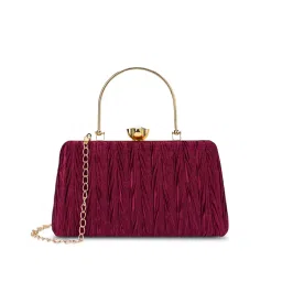 Lavie Womens Wine Tara Framed Clutch with Detachable Strap (S)-image-54