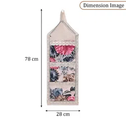 Aura Cream-Coloured 2 Pieces Printed Cotton Hanging Magazine Organisers With 3 Pockets image 5