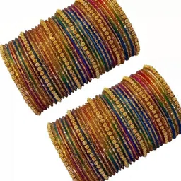 Raj world Multi Glass Artificial Stones Bangle image 3