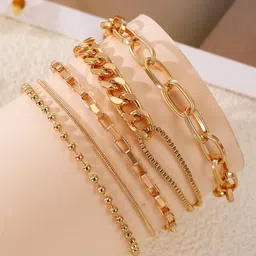 Jewels Galaxy Women 5 Gold-Plated Charm Bracelet-image-77