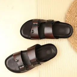 BELLION Men Comfort Leather Sandals with Buckle Detail-image-19
