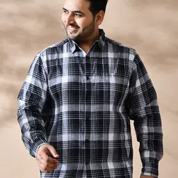 NEON CHILLIE Men Tartan Checked Spread Collar Cotton Casual Shirt-image-81