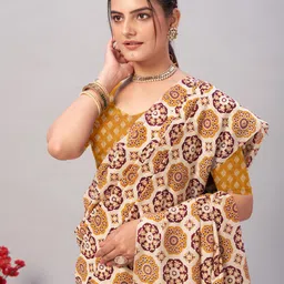 BAPS Floral Printed Pure Cotton Saree image 5