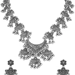 I Jewels Silver Plated Oxidised Jewellery Set image 3