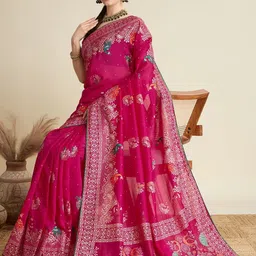 VARNI FABRICS Ethnic Motifs Printed Ikat Saree image 5